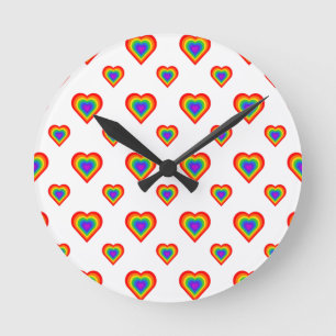 Rainbow Heart Runde Wanduhr