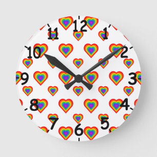 Rainbow Heart Runde Wanduhr