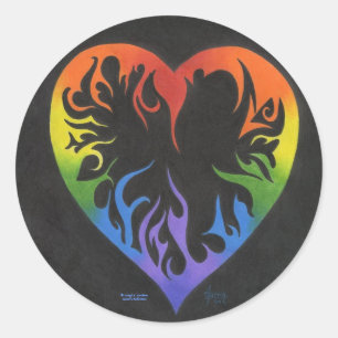 Rainbow Heart Runder Aufkleber