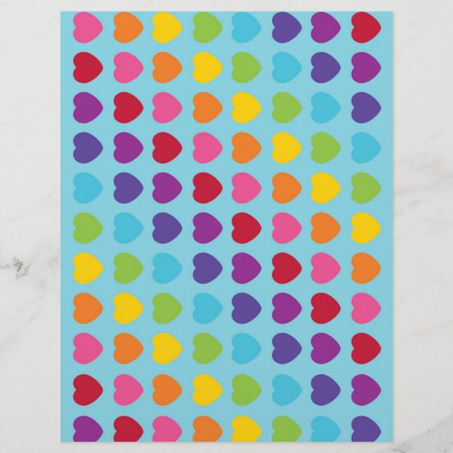 Rainbow Heart Scrapbook Paper Gemustert Paper (Vorderseite)