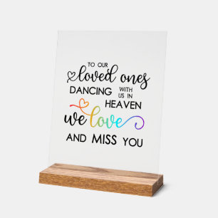 Rainbow Heart Script Dancing in Heaven Wedding Acrylschild