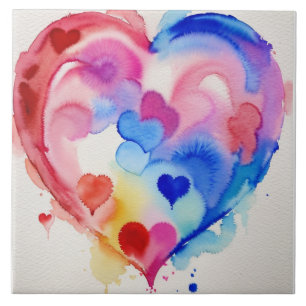 Rainbow Heart Sections, Einzigartige Geschenkidee Fliese