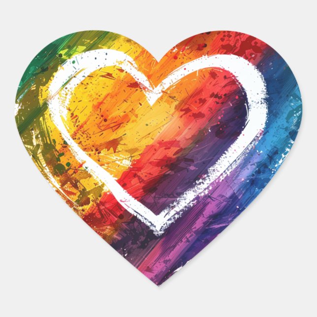 Rainbow Heart Shape Stickers (Vorderseite)