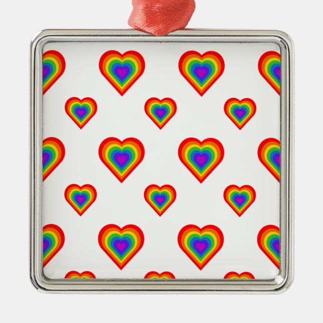 Rainbow Heart Silbernes Ornament (Vorne)