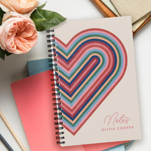 Rainbow Heart Spiral Notebook - Lachs Pink Notizbuch