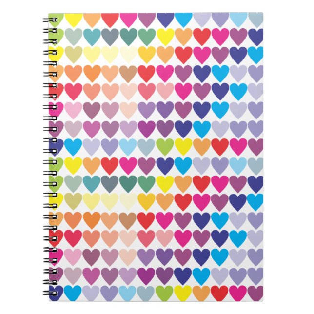 Rainbow Heart Spiral Notebook Notizblock (Vorderseite)
