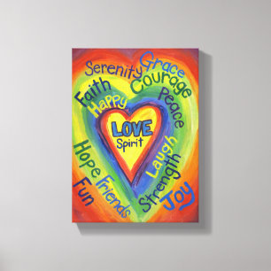 Rainbow Heart Spirit Painting Wrapped Canvas Art Leinwanddruck