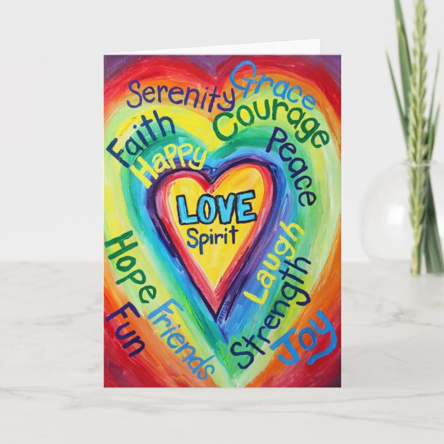 Rainbow Heart Spirit Wordcard Karte (Vorderseite)