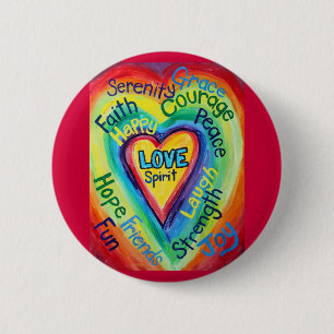 Rainbow Heart Spirit Words Button