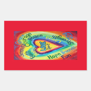 Rainbow Heart Spirit Words Label Decal Stickers