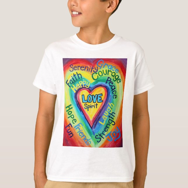 Rainbow Heart Spirit Words Shirt (Double Image) (Vorderseite)