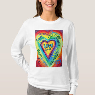 Rainbow Heart Spirit Words Shirt (Front)