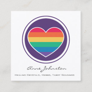 Rainbow Heart Square Business Card Quadratische Visitenkarte