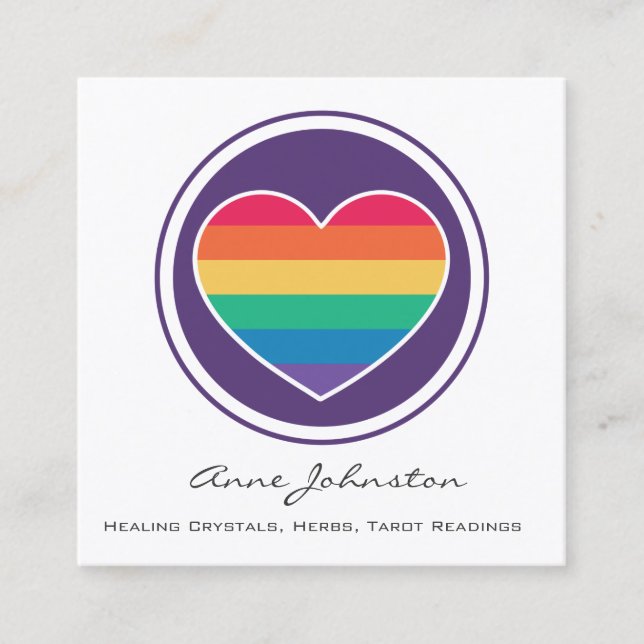 Rainbow Heart Square Business Card Quadratische Visitenkarte (Vorderseite)