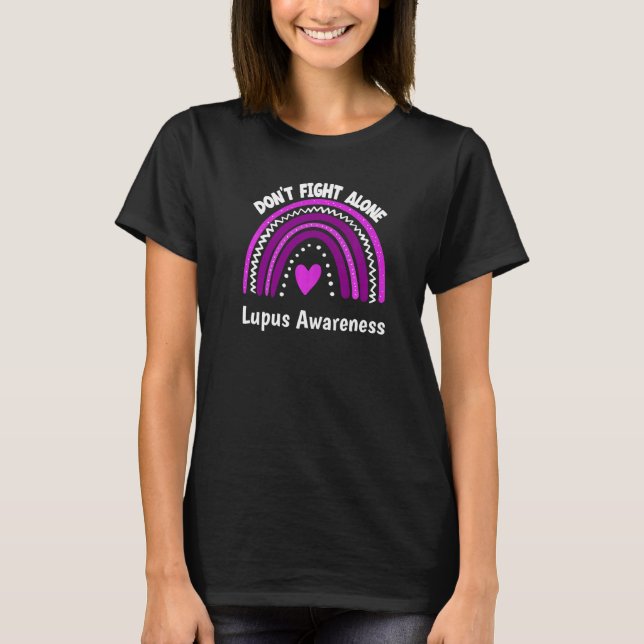 Rainbow Heart Support Lupus Bewusstsein T-Shirt (Vorderseite)