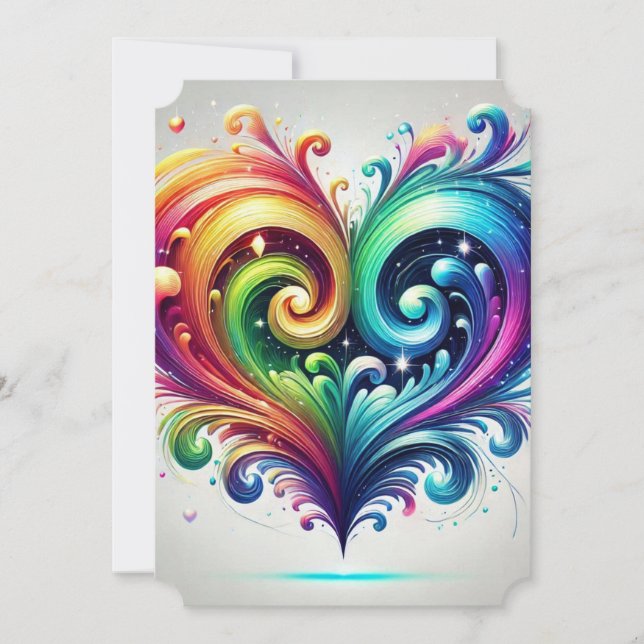 Rainbow Heart Swirving Bright Colors Einladung (Vorderseite)