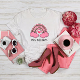Rainbow Heart Teacher Valentinstag T-Shirt