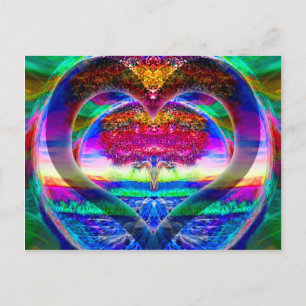 Rainbow Heart Tree of Life Postkarte