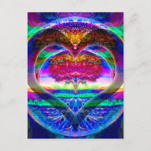Rainbow Heart Tree of Life Postkarte