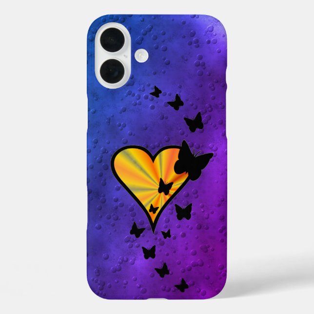 Rainbow Heart und Butterfly Case-Mate iPhone Hülle (Rückseite)