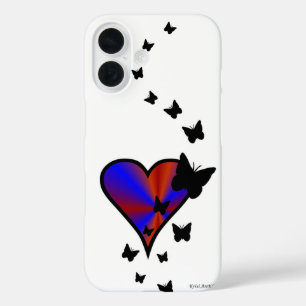 Rainbow Heart und Butterfly iPhone 16 Hülle