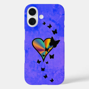 Rainbow Heart und Butterfly iPhone 16 Hülle
