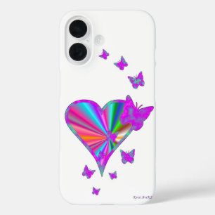 Rainbow Heart und Butterfly iPhone 16 Hülle