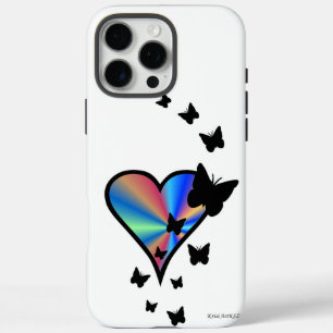 Rainbow Heart und Butterfly iPhone 16 Pro Max Hülle
