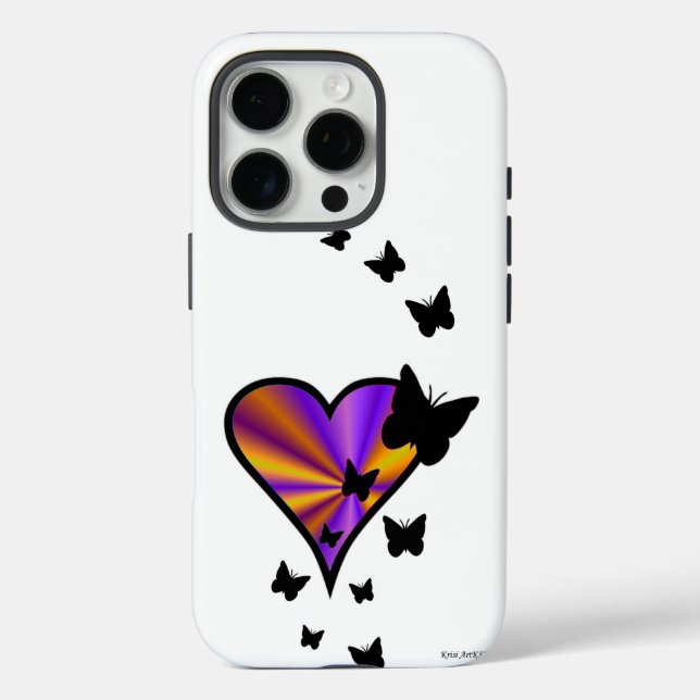 Rainbow Heart und Butterfly Case-Mate iPhone Hülle (Rückseite)