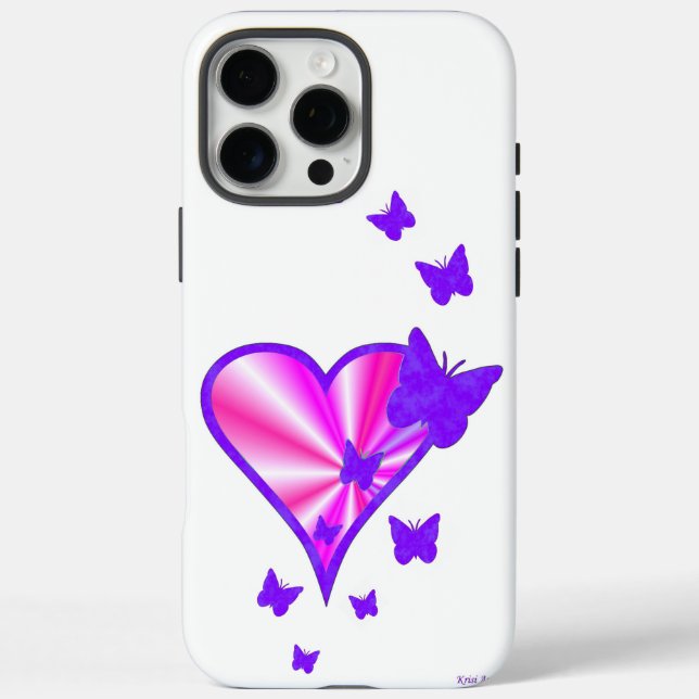 Rainbow Heart und Butterfly Case-Mate iPhone Hülle (Rückseite)