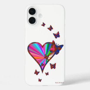 Rainbow Heart und Butterfly iPhone 16 Plus Hülle