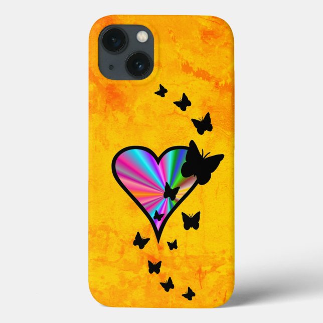 Rainbow Heart und Butterfly Case-Mate iPhone Hülle (Rückseite)