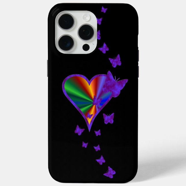Rainbow Heart und Butterfly Case-Mate iPhone Hülle (Rückseite)
