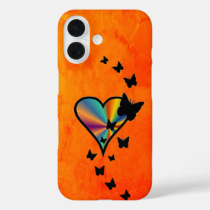 Rainbow Heart und Butterfly iPhone 16 Hülle