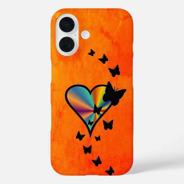 Rainbow Heart und Butterfly Case-Mate iPhone Hülle (Rückseite)