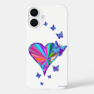 Rainbow Heart und Butterfly iPhone 16 Hülle