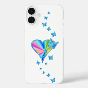 Rainbow Heart und Butterfly iPhone 16 Plus Hülle