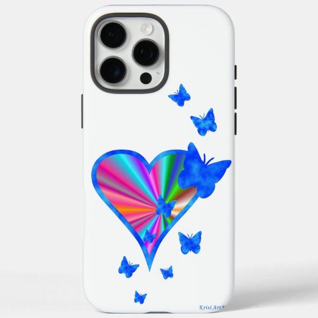 Rainbow Heart und Butterfly Case-Mate iPhone Hülle (Rückseite)