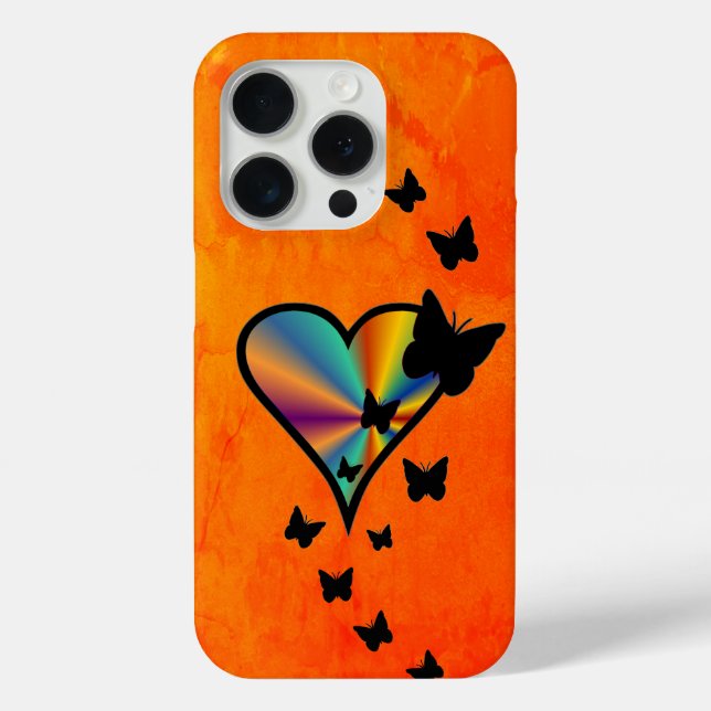 Rainbow Heart und Butterfly Case-Mate iPhone Hülle (Rückseite)