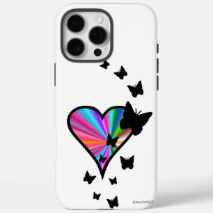 Rainbow Heart und Butterfly iPhone 16 Pro Max Hülle