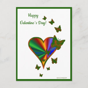Rainbow Heart und Butterfly Feiertagspostkarte