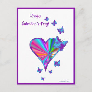 Rainbow Heart und Butterfly Feiertagspostkarte