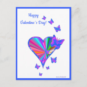 Rainbow Heart und Butterfly Feiertagspostkarte