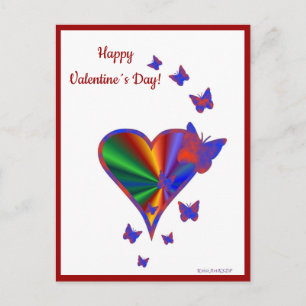Rainbow Heart und Butterfly Feiertagspostkarte