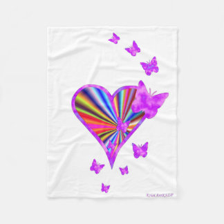 Rainbow Heart und Butterfly Fleecedecke