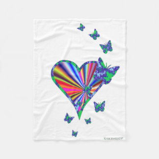 Rainbow Heart und Butterfly Fleecedecke