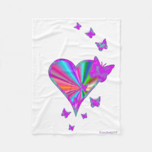 Rainbow Heart und Butterfly Fleecedecke