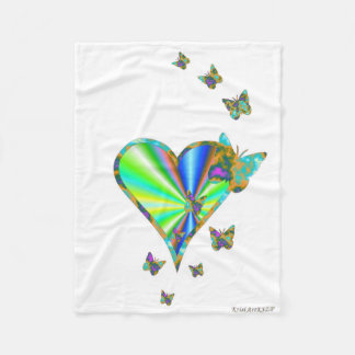Rainbow Heart und Butterfly Fleecedecke