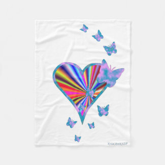 Rainbow Heart und Butterfly Fleecedecke