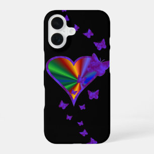 Rainbow Heart und Butterfly iPhone 16 Hülle